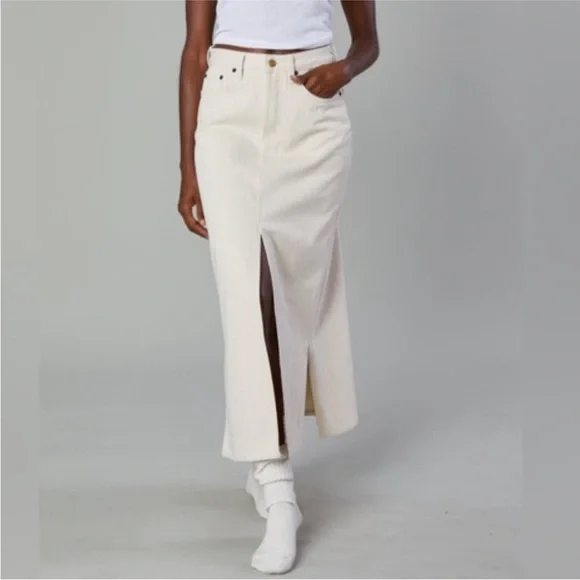 Still Here Panama Jean Denim Midi Skirt in Cream size 27 EUC - Picture 1 of 16
